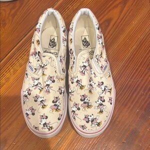 Disney Minnie Mouse Vans Cream Pink Sneakers Slip-On Style